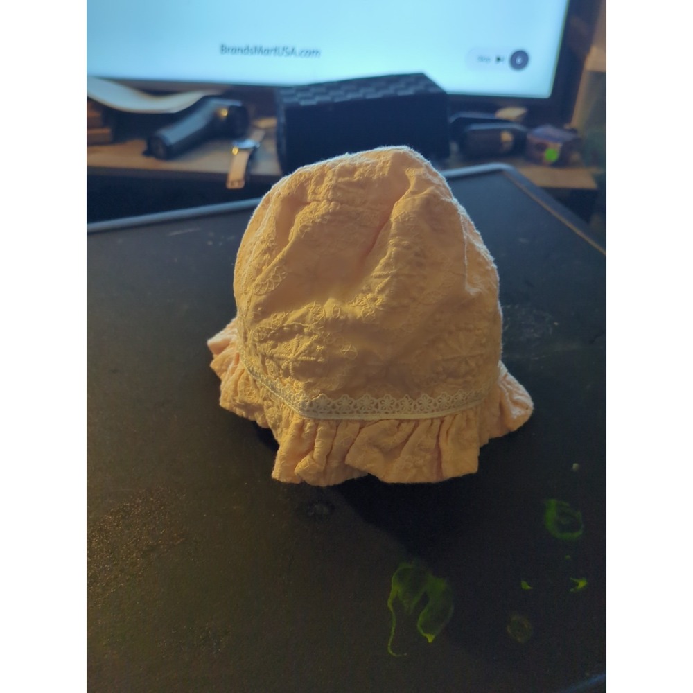 Soft Baby Cotton Bonnet Infant Peach 6m Girls Princess Lace Ruffle Hat Summer.
